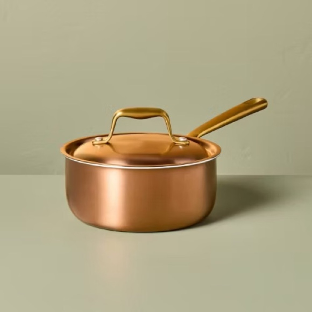 HEARTH & HAND NWT 2pc 7” stainless steel sauce pan -copper -2.1qt